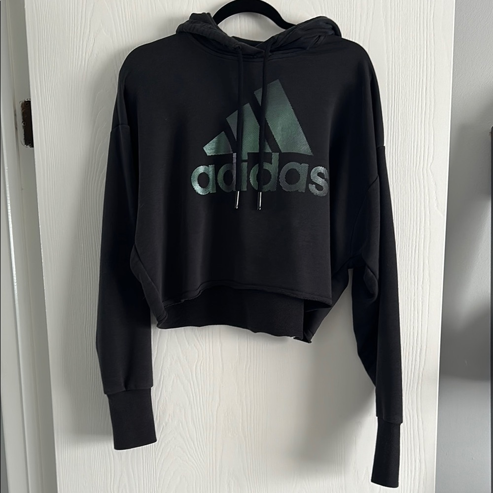 Adidas Black Cropped Sweatshirt with Logo